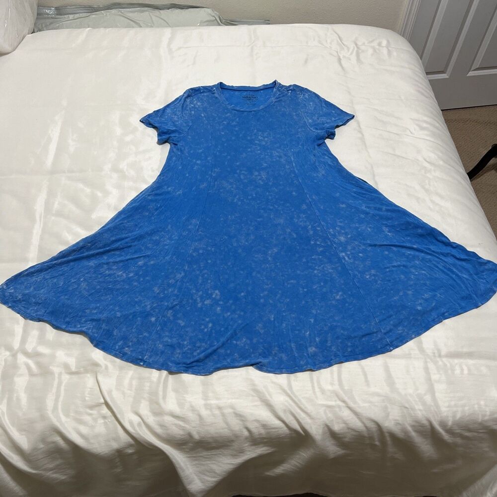 Torrid Super Soft Knit Blue Short Sleeve T-Shirt Dress Tie Dye Size 0 = 12 L